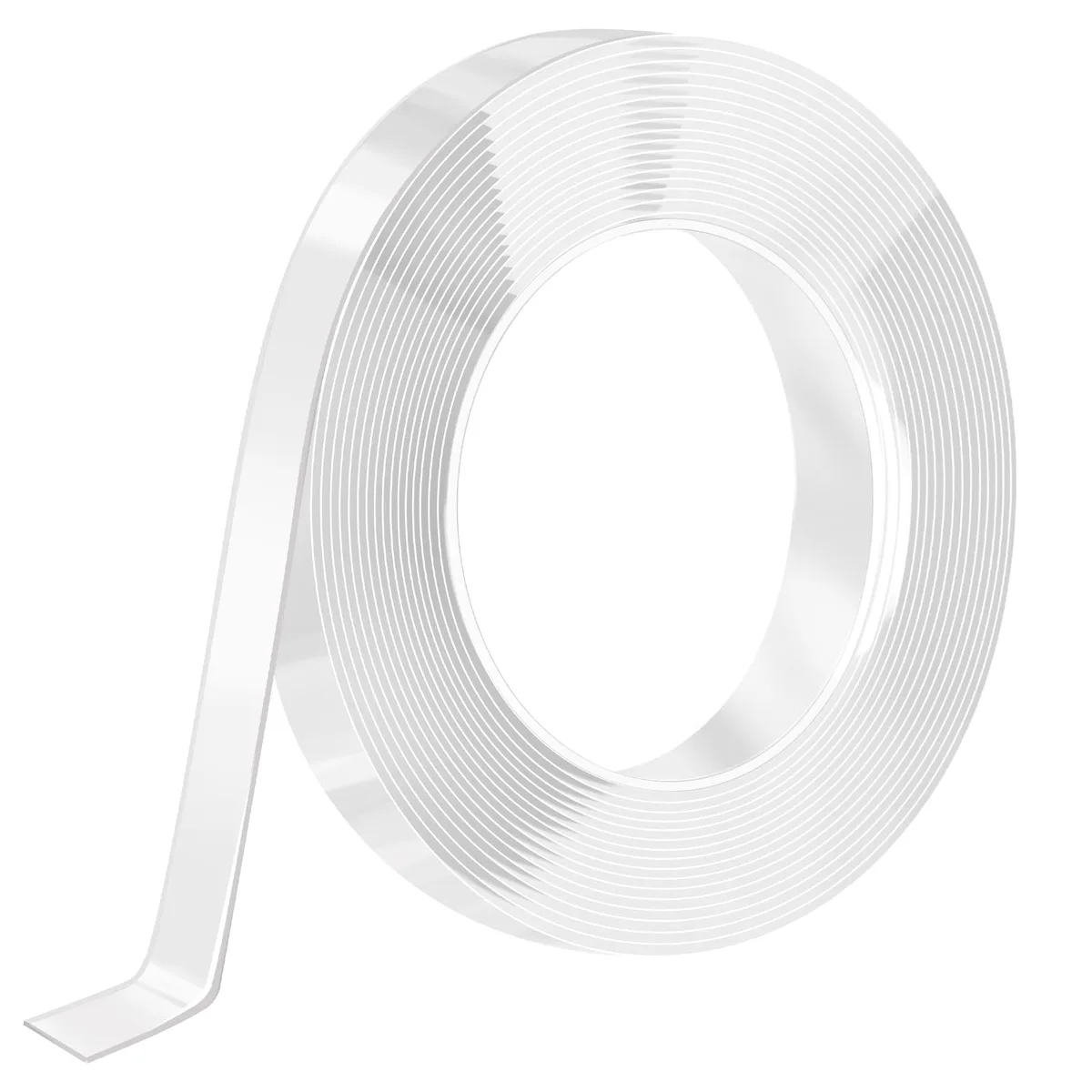 Clear double-sided adhesive tape roll, 1.25 cm wide, 3 m long, 0.08 in thick