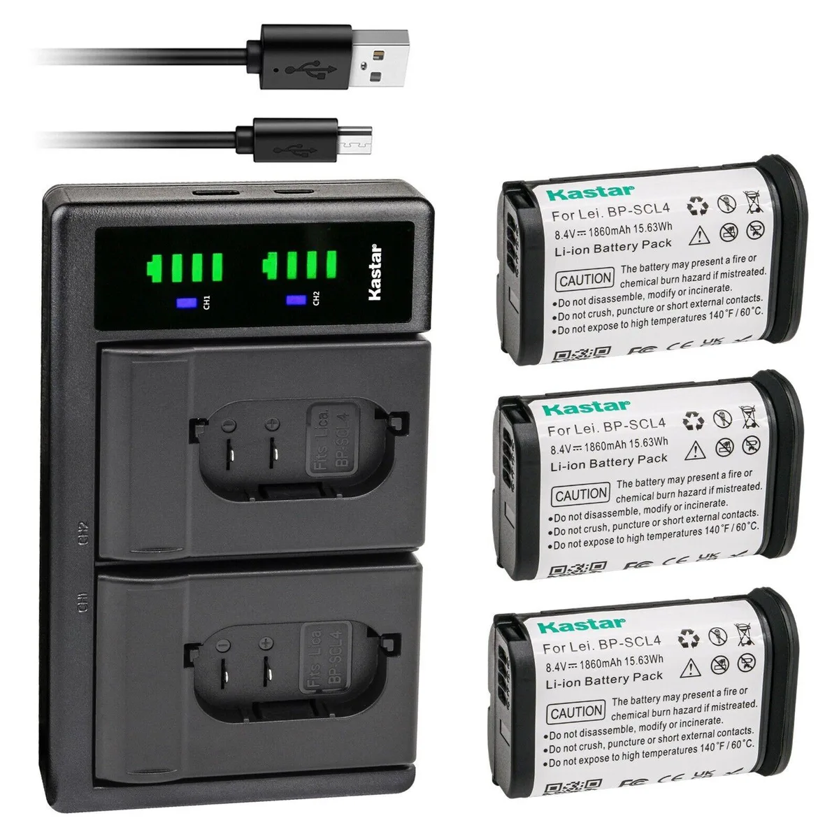 Kastar Kastar BP-SCL4 3-Battery Pack with LTD2 USB Charger — product photo