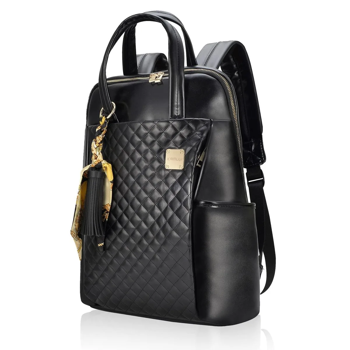 Batianda Batianda 2 in 1 Accessories Laptop Backpack 15.6 inch PU Leather Black — product photo