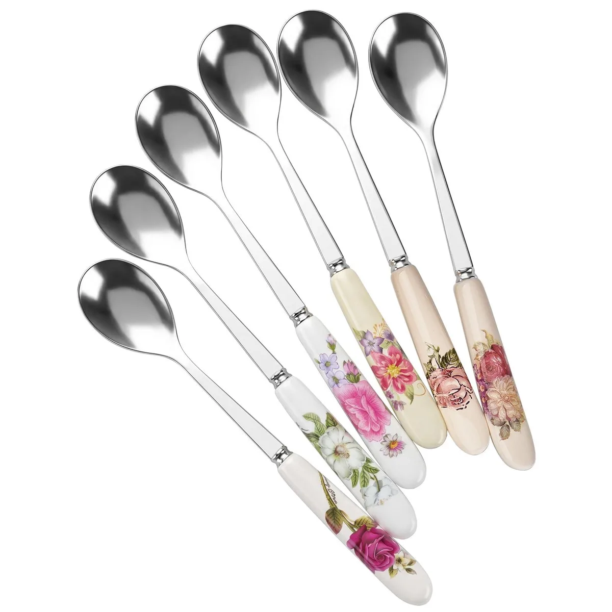  YOLIFE XS01 6-Piece 6" Floral Ceramic Handle Cutlery — product photo