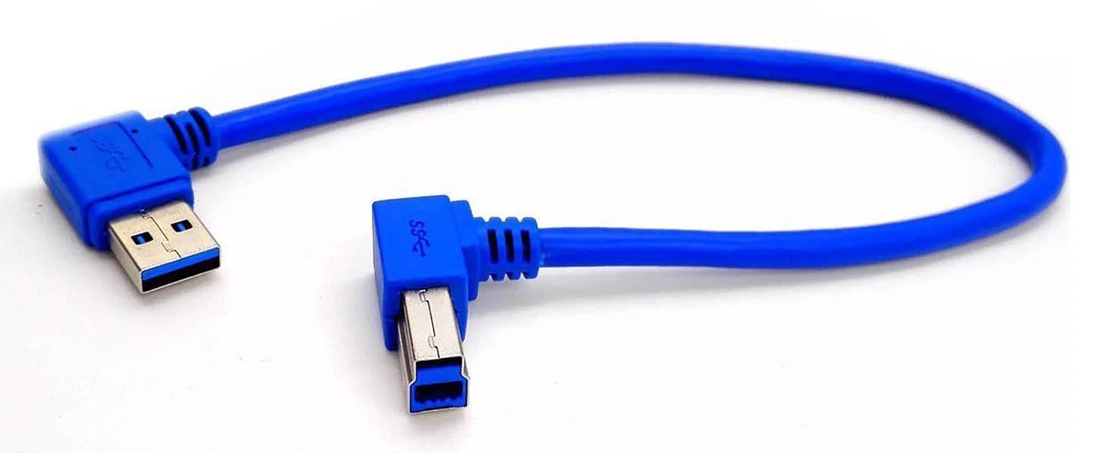 Vszerda Vszerda 30cm Blue USB 3.0 Type A Male 90 Degree to Type B Male Cable — product photo