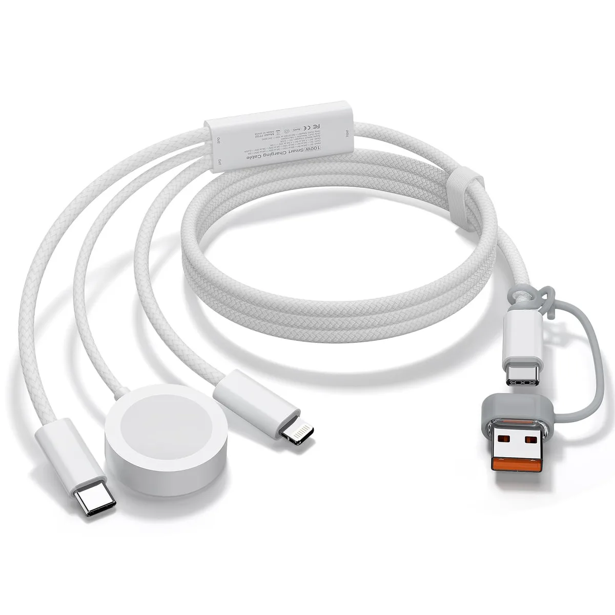 Braided 150 cm cable with USB-C, Lightning and magnetic Apple Watch connectors