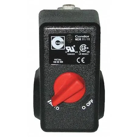 Compact square pressure switch with four threaded ports and silver finish