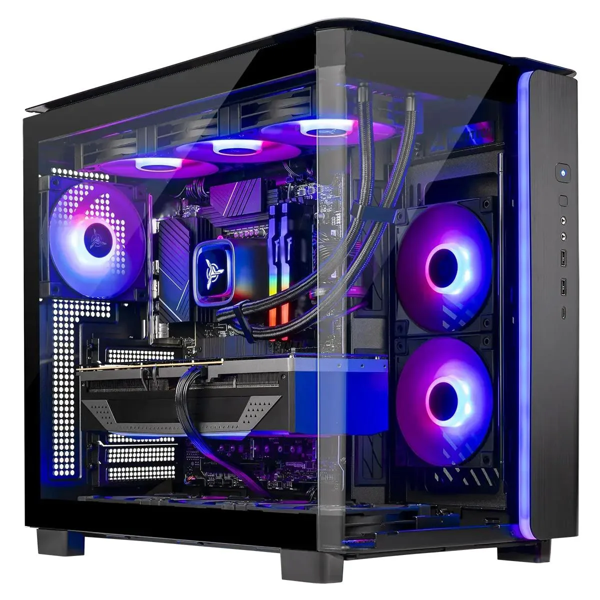 Skytech Skytech King 95 gaming PC, Ryzen 7 7700X, Radeon RX 9070 XT, 16GB DDR5 6000, 1TB NVMe, 850W, 360mm AIO — product photo
