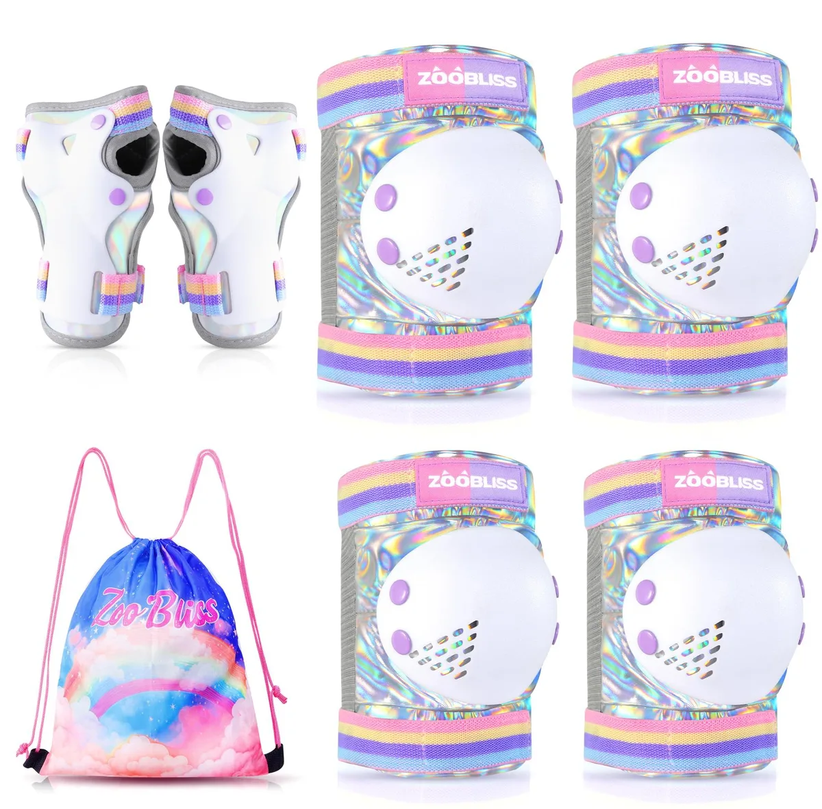  ZOOBLISS HJ002 Skateboard Protective Gear Medium Vibrant Rainbow — product photo