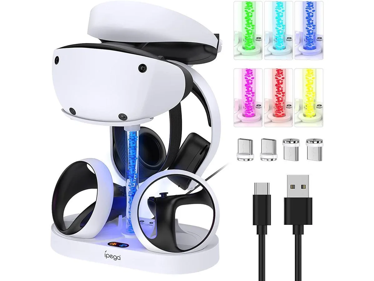 BONAEVER BONAEVER Protection Case for PS VR2 Charging Station with RGB Lighting, 10 Modes, 1.5H Charge — product photo