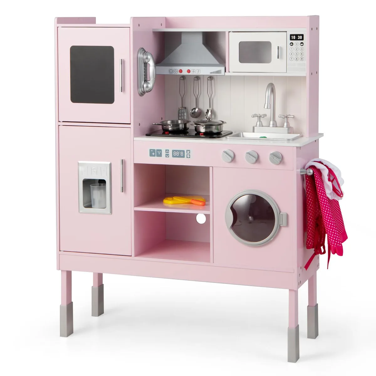 SlickBlue SlickBlue Pretend Play Kitchen Pink 16 Pcs 32.5x11.5x40.5in — product photo