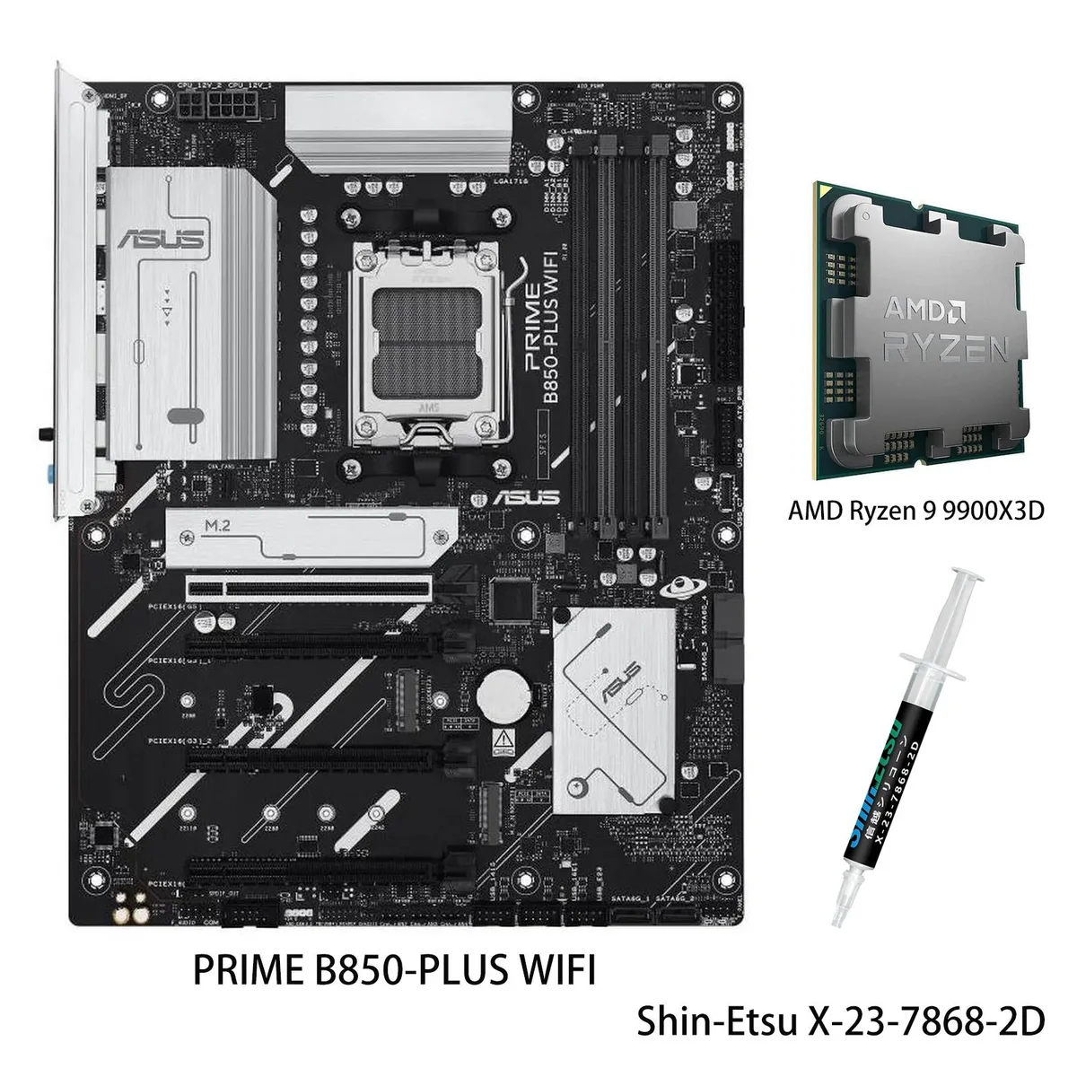 ASUS ASUS PRIME B850-PLUS WIFI AMD motherboard &amp; Ryzen 9 9900X3D CPU Combo — product photo