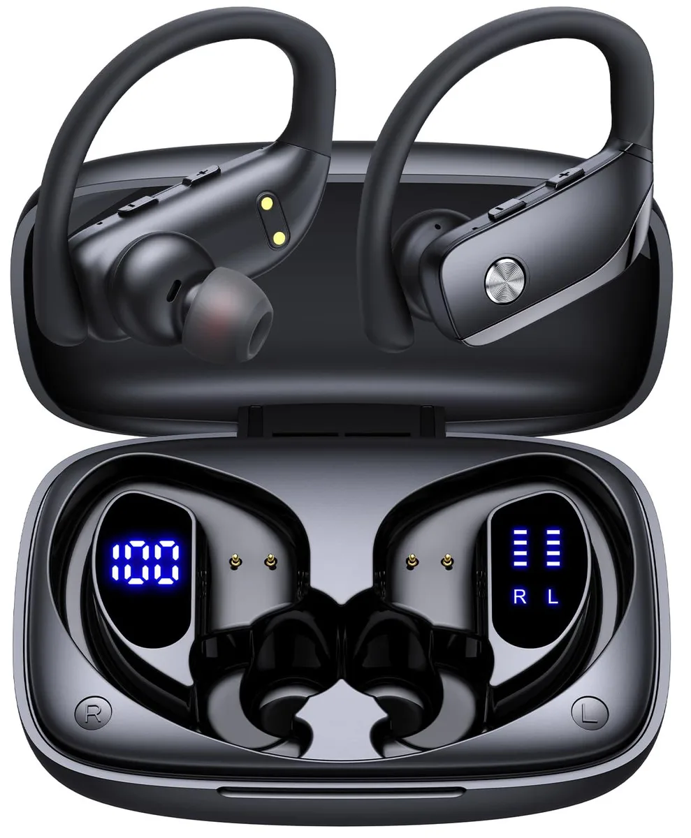  SuperTooth T16 Bluetooth 5.0 earbuds over-ear hooks 80h playtime black — product photo