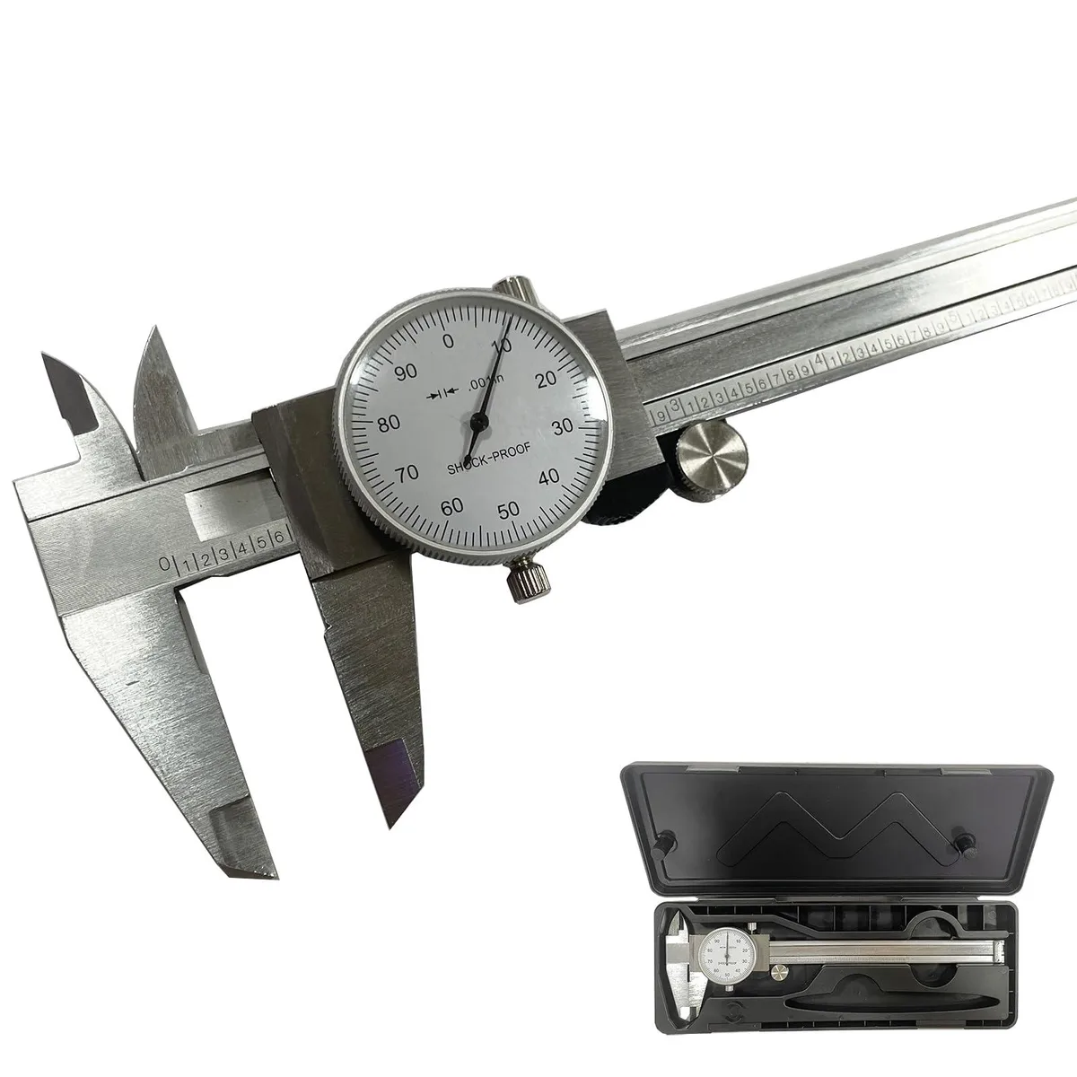 6 Inch Dial Caliper 0.001 Resolution ±0.0016 Accuracy Shockproof with Case — product photo