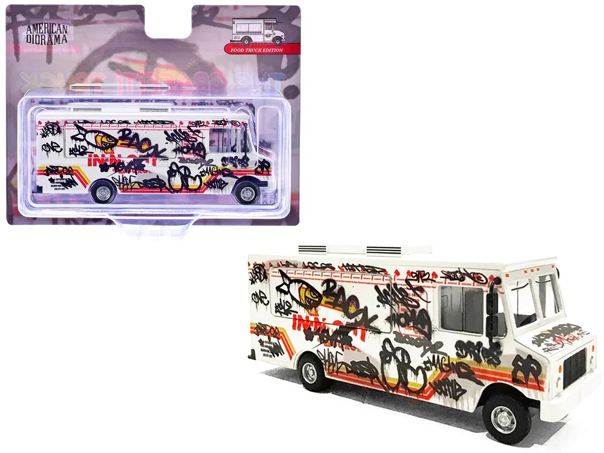 American Diorama American Diorama Food Truck "The Graffiti Truck" White with Graphics 1/64 Diecast Model — product photo