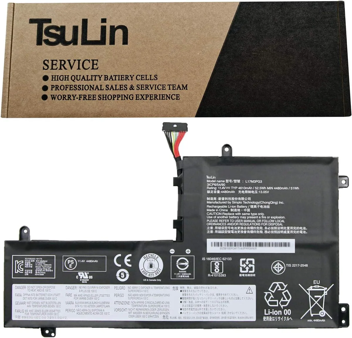 NShi NShi L17M3PG3 laptop battery 11.4V 52.5Wh 4610mAh — product photo