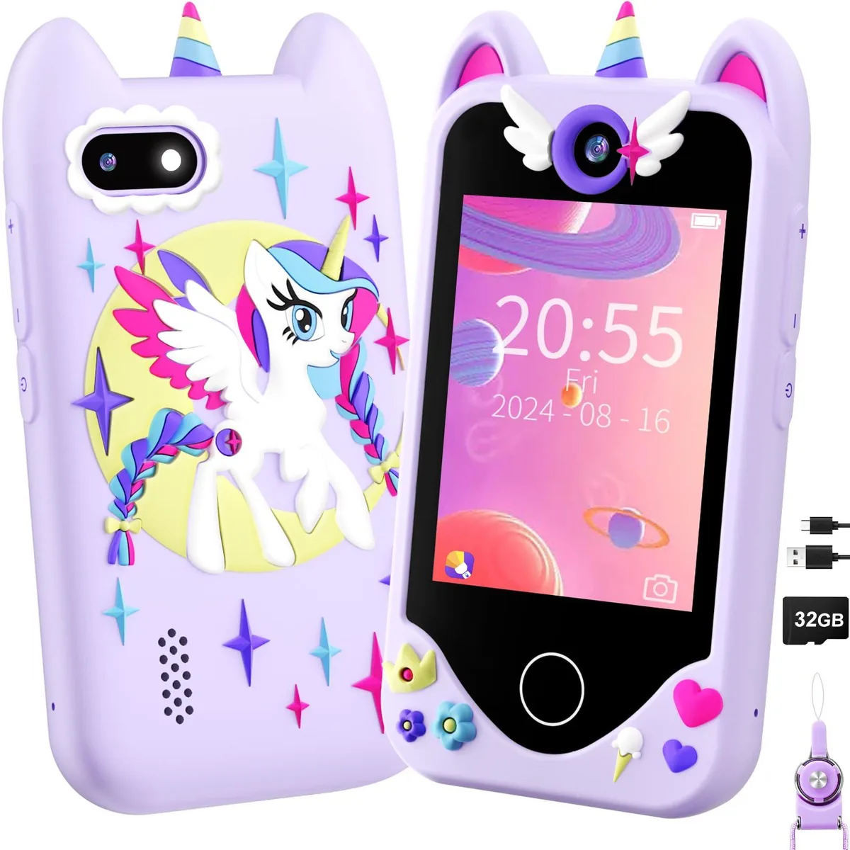  YOSFENG Kids Smart Phone Dual Camera 1080P 32GB — product photo