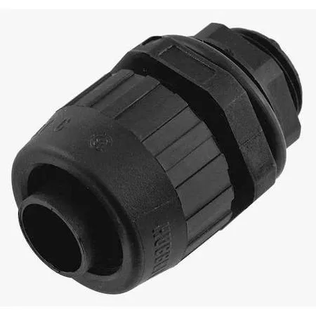 Straight black nylon liquid-tight conduit connector 1/2 in