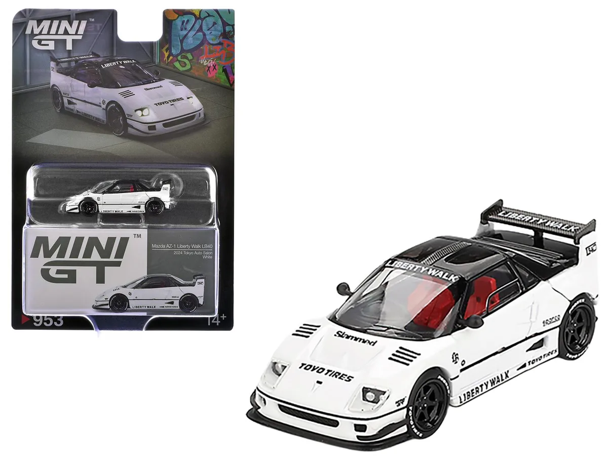 Mini GT Mini GT Mazda AZ-1 Liberty Walk LB40 RHD White Black Top 2024 Tokyo Auto Salon 1/64 Diecast — product photo