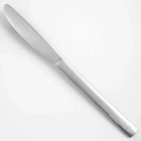 Twelve silver stainless steel dinner knives, Windsor pattern, eight inches long