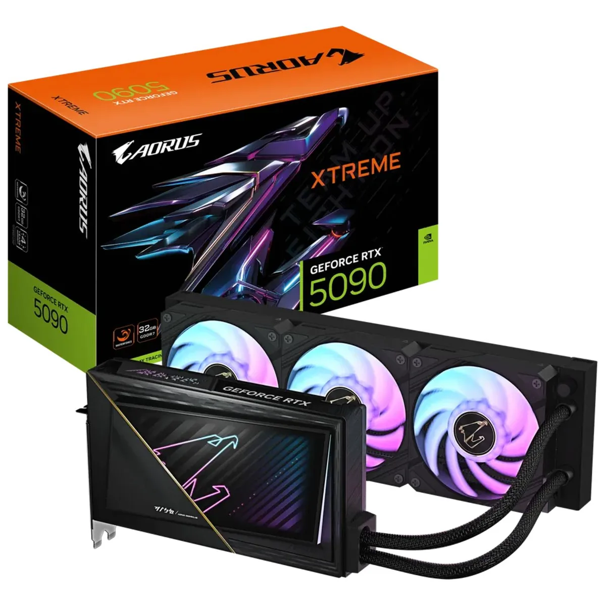 GIGABYTE GIGABYTE AORUS GeForce RTX 5090 XTREME WATERFORCE 32G graphics card — product photo