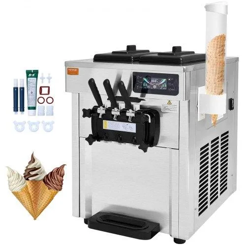 VEVOR VEVOR D520S 3-Flavor Soft Serve Ice Cream Maker 18-28 L/H 1850W 2×5.5L Hopper — product photo