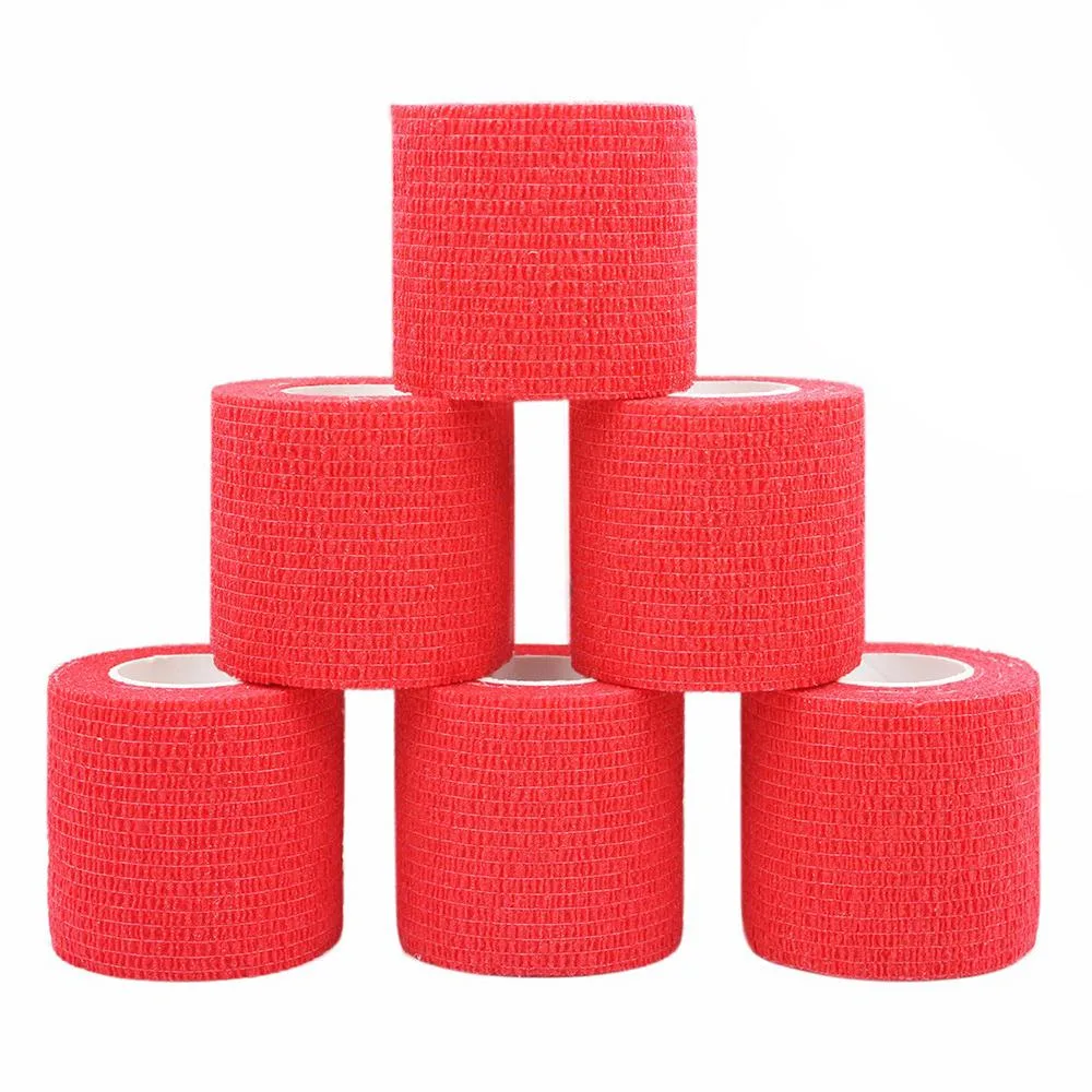 COMOmed COMOmed Self-Adherent Cohesive Bandage Red 6 Rolls 2"x5 Yards First Aid — product photo