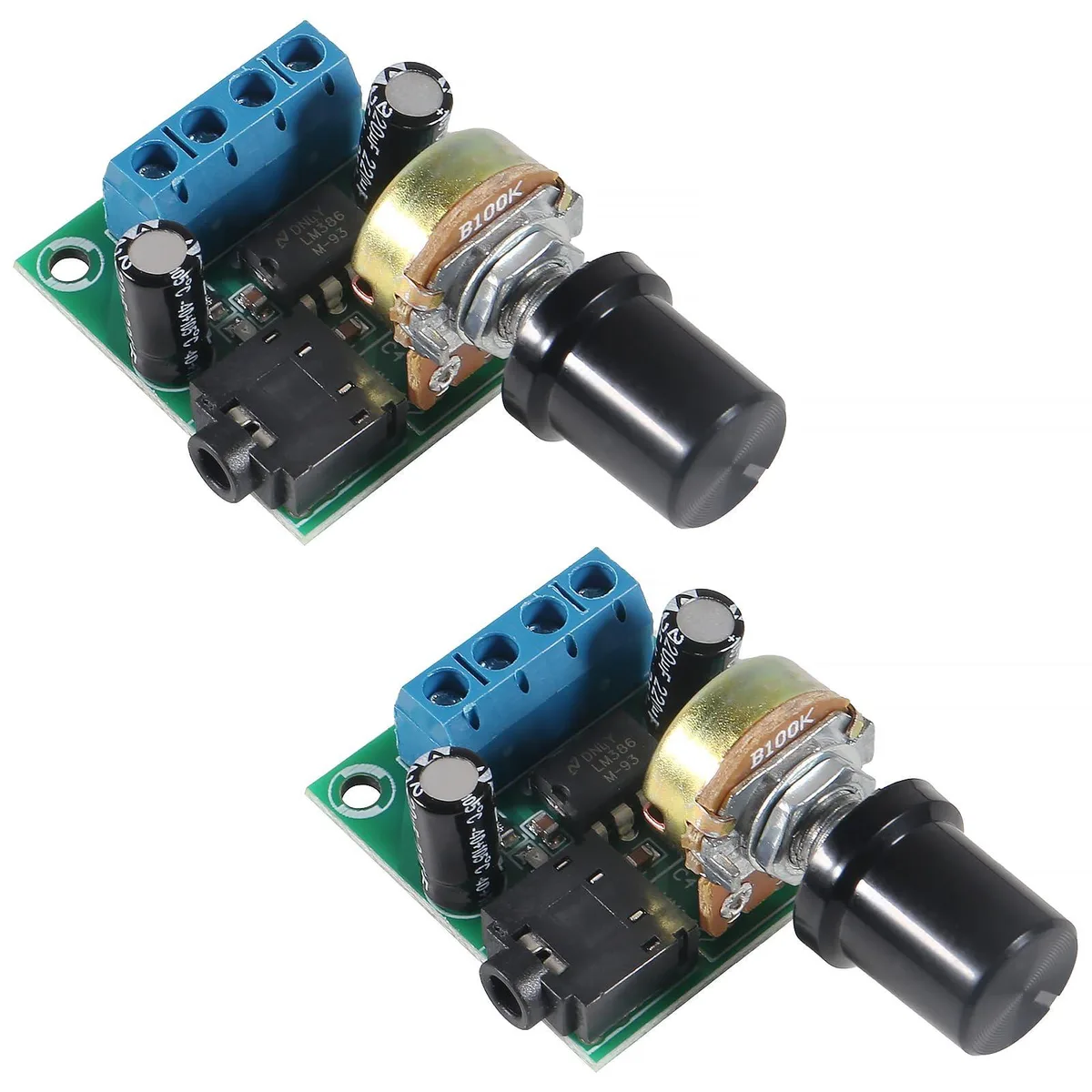  AOICRIE LM386 2pcs 0.5-10W 3-12V live sound amplifier — product photo