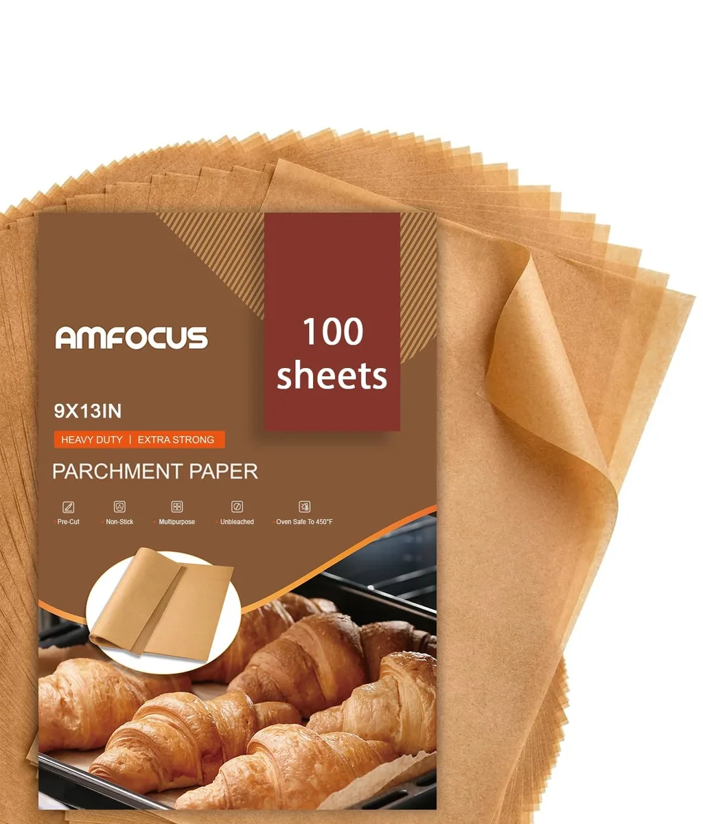 Stack of 100 unbleached parchment sheets 9 by 13 inches