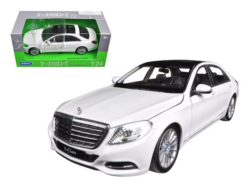 Welly Diecast Welly Diecast Mercedes Benz S Class Sunroof White NEX Models 1/24 Diecast Car — product photo