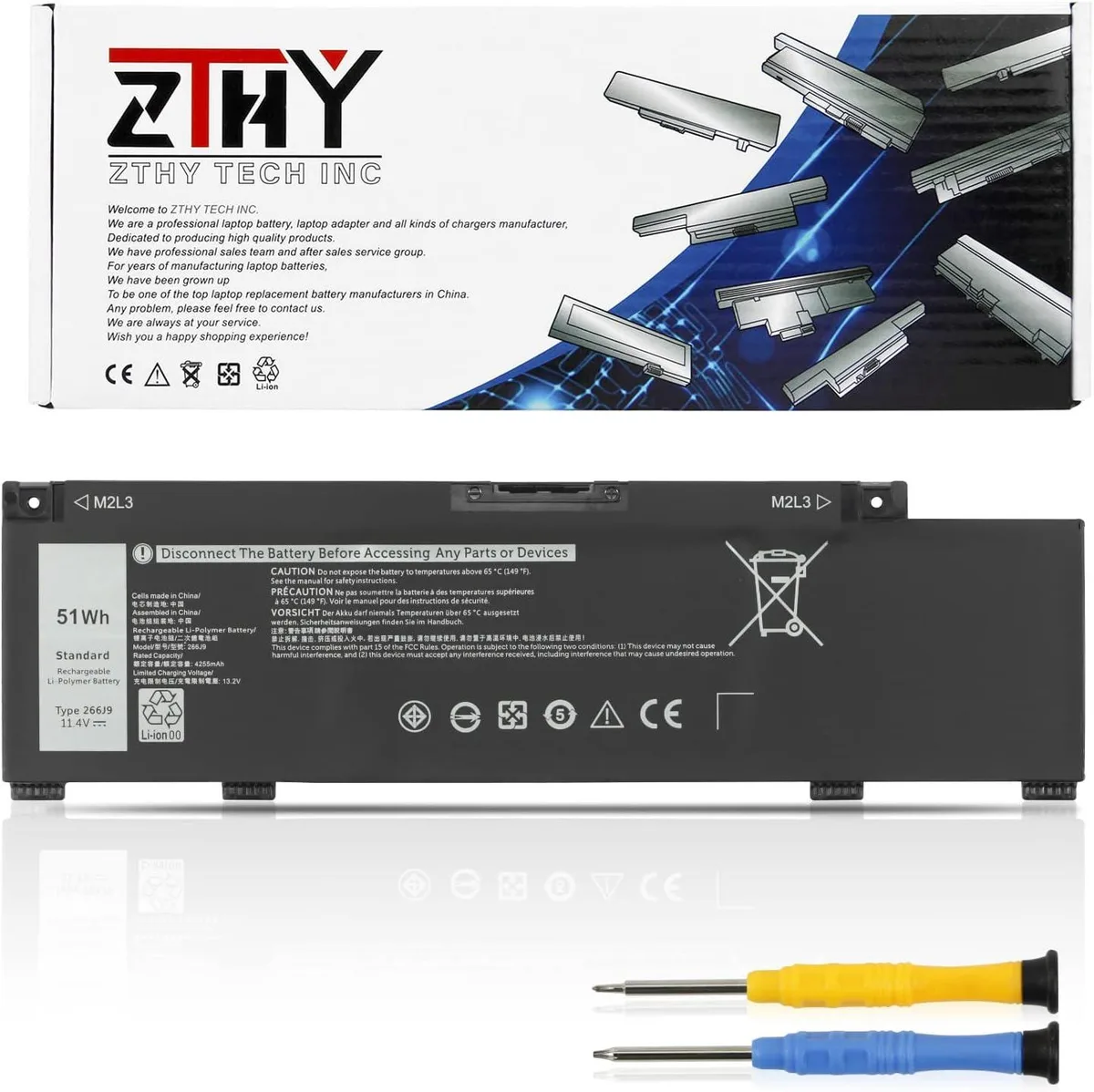 NShi NShi 266J9 laptop battery 11.4V 51Wh 3-cell — product photo