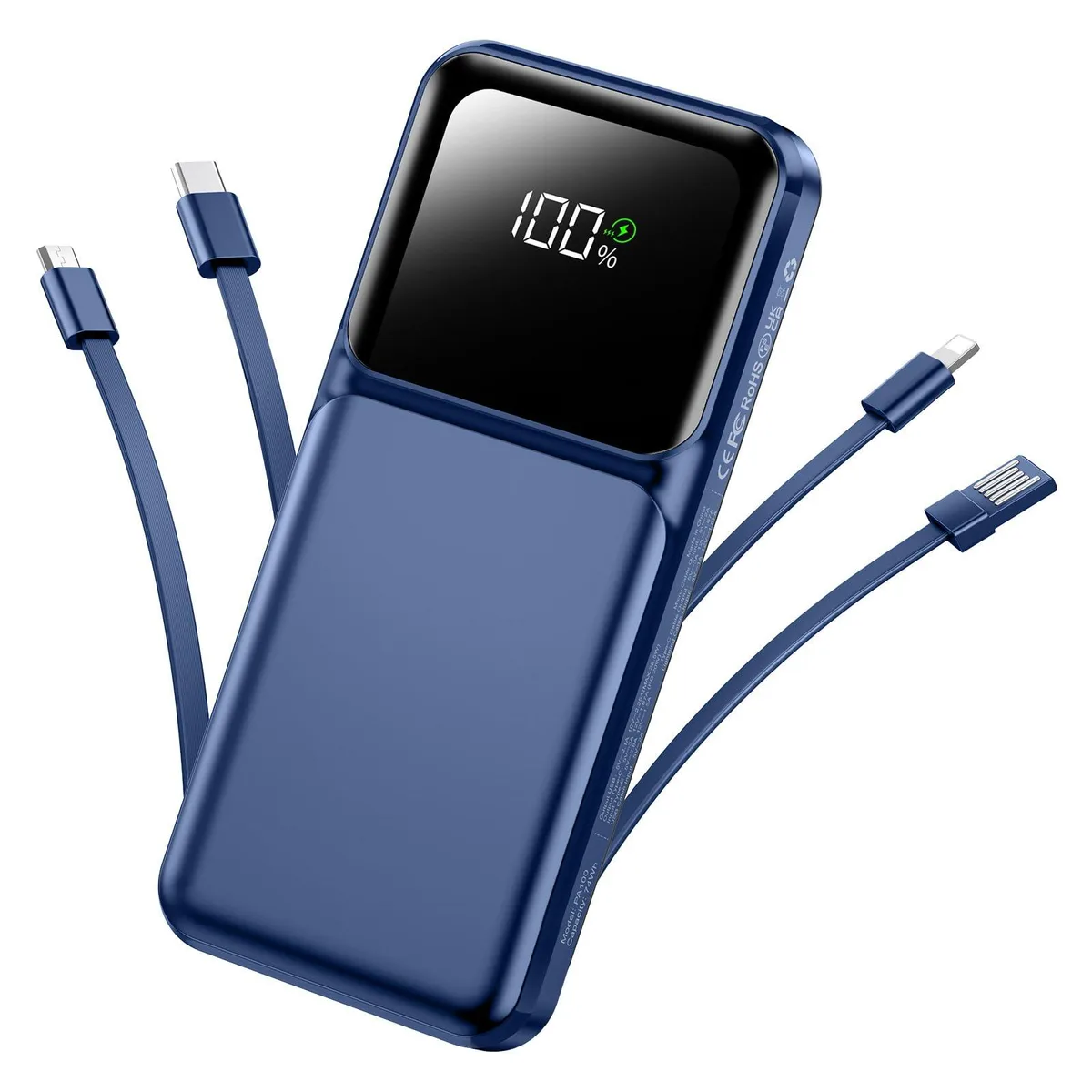 RONEGN PA100 20000mAh Power Bank Blue Built In Cable — product photo