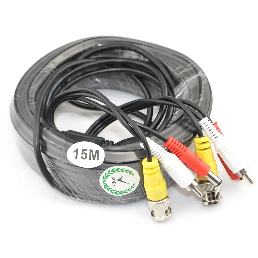iKKEGOL iKKEGOL 49ft 15M Video Audio 12V Power DVR CCTV RCA BNC Cable — product photo