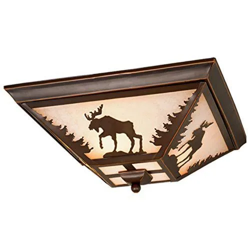Square bronze sink rack with moose and tree design