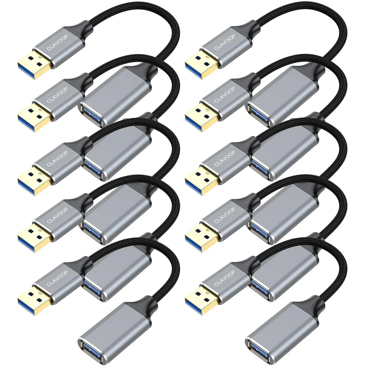KEHIPI KEHIPI USB 3.0 Braided Extension Cable 6 inch 10 Pack — product photo