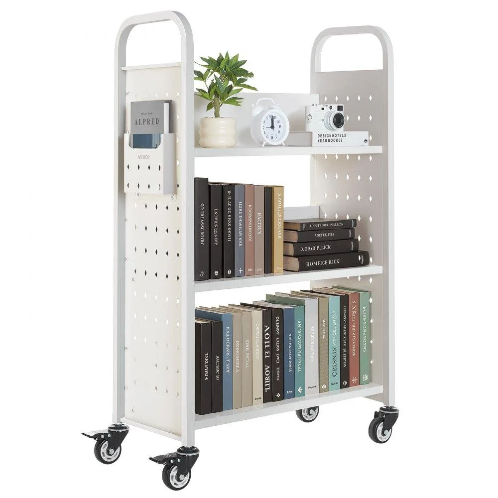 VEVOR VEVOR Rolling Library Book Cart White 330 lbs 30.3 x 15 x 48.0 in — product photo