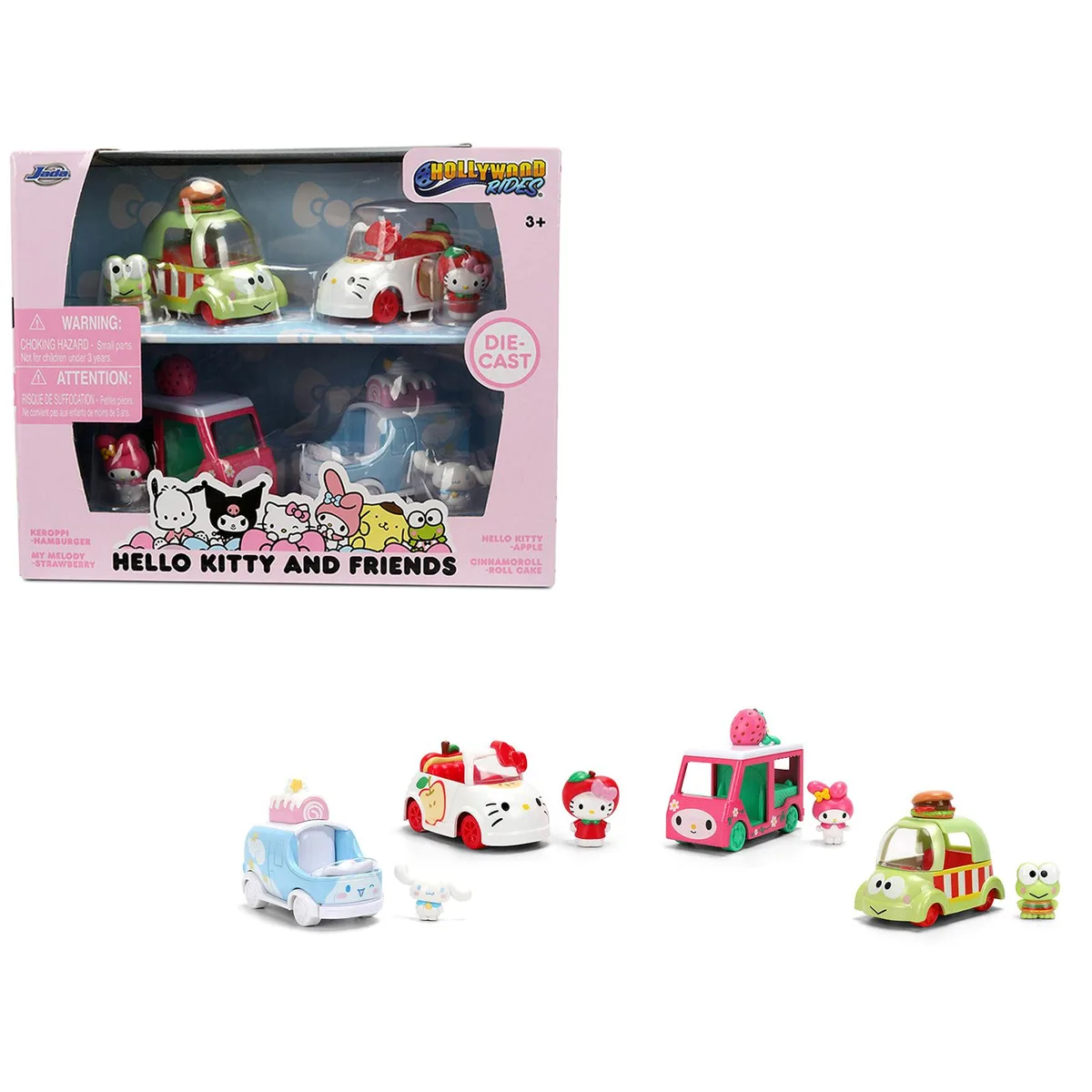 Jada Jada Hello Kitty &amp; Friends Hollywood Rides 4-Pack Diecast Figures &amp; Cars — product photo
