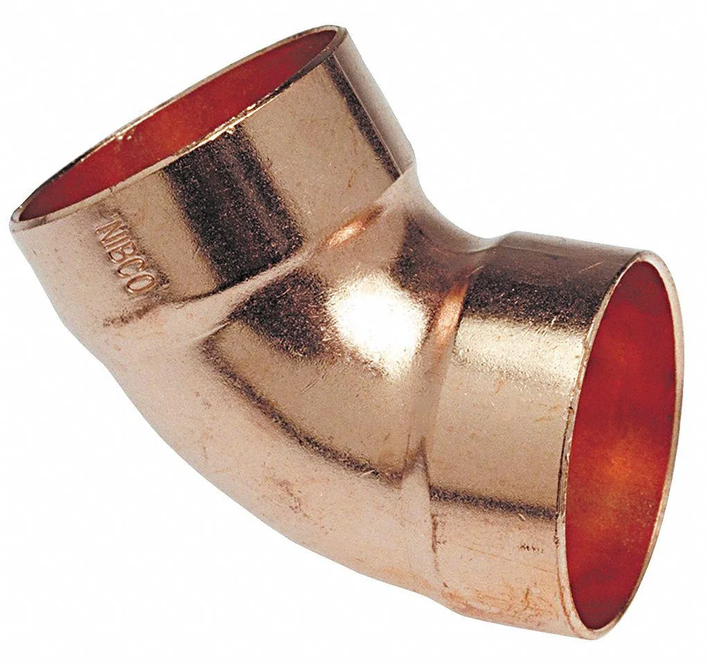 Copper 60-degree DWV elbow, sweat fitting, 1-1/2 inch tube size