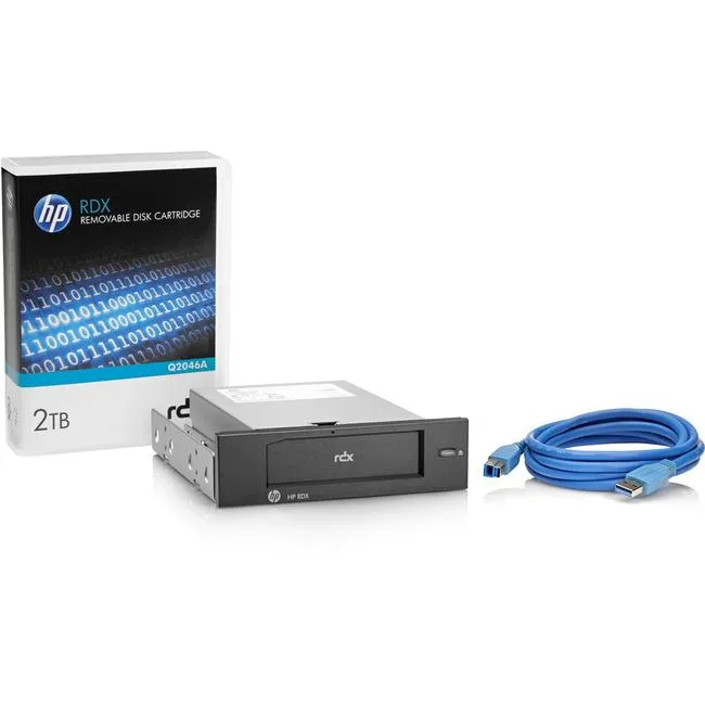 HPE RDX 2TB USB 3.0 internal backup system in silver metal enclosure