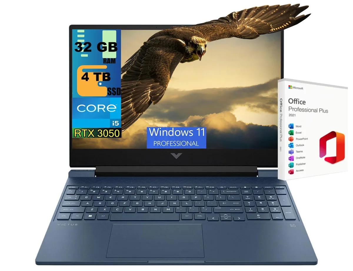 HP HP Victus 15 Blue 32GB 4TB RTX 3050 gaming laptop — product photo