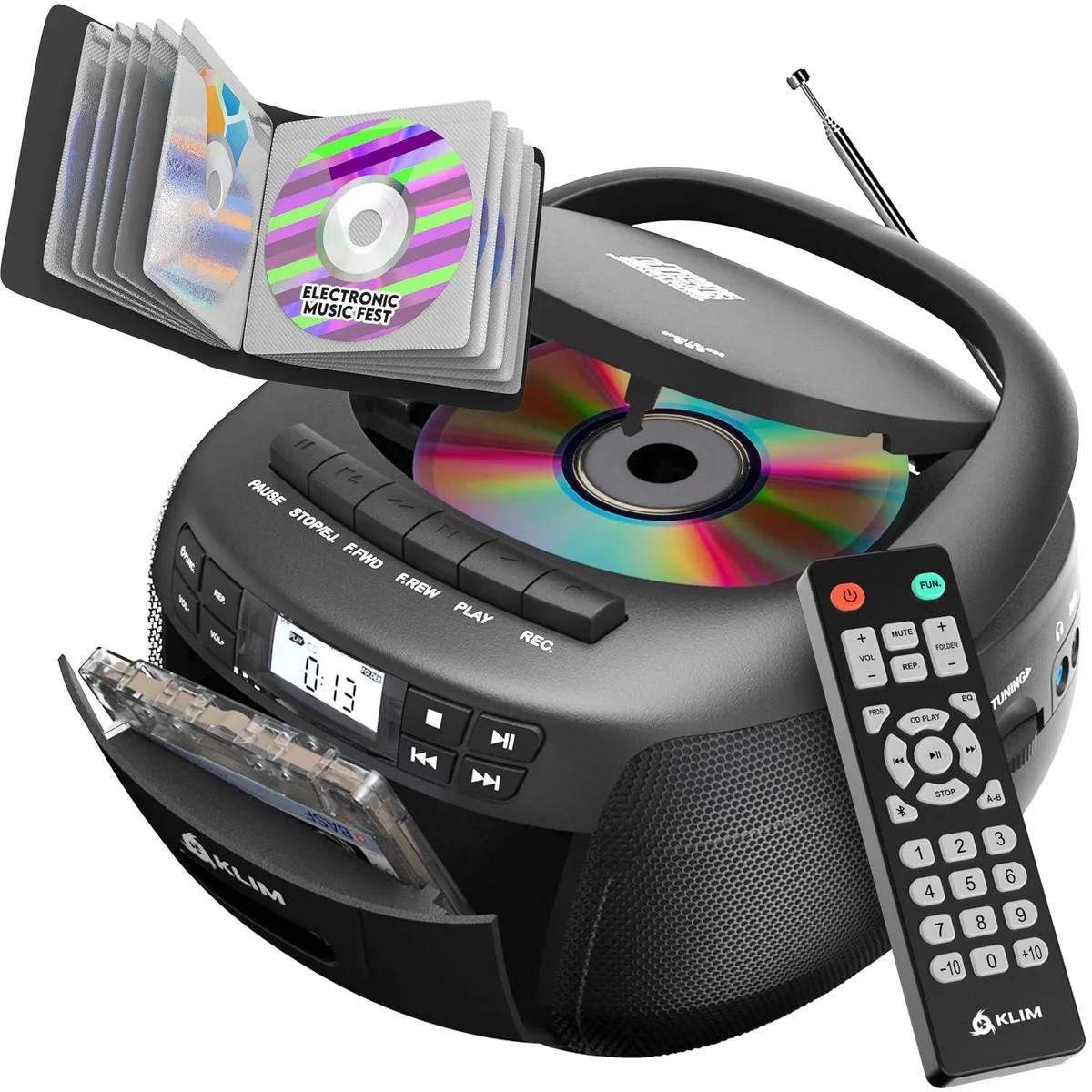  AUDIOVOX KLIM Boombox KLCD-0582 CD cassette player — product photo