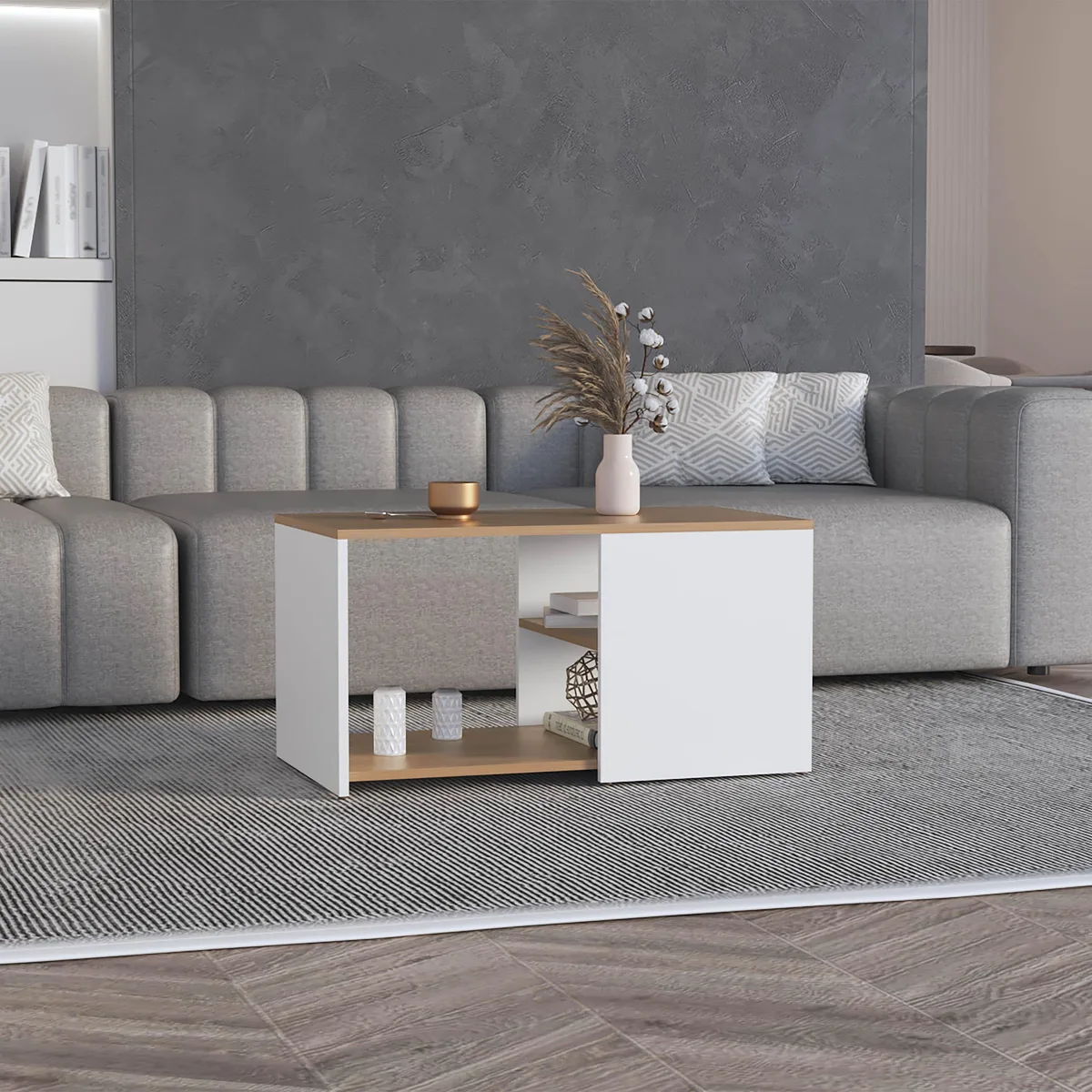 tuphen tuphen Adele 31" Coffee Table White Natural Oak — product photo