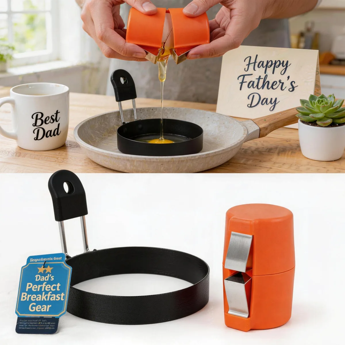 Egg shell opener with 3.5 inch nonstick egg rings set