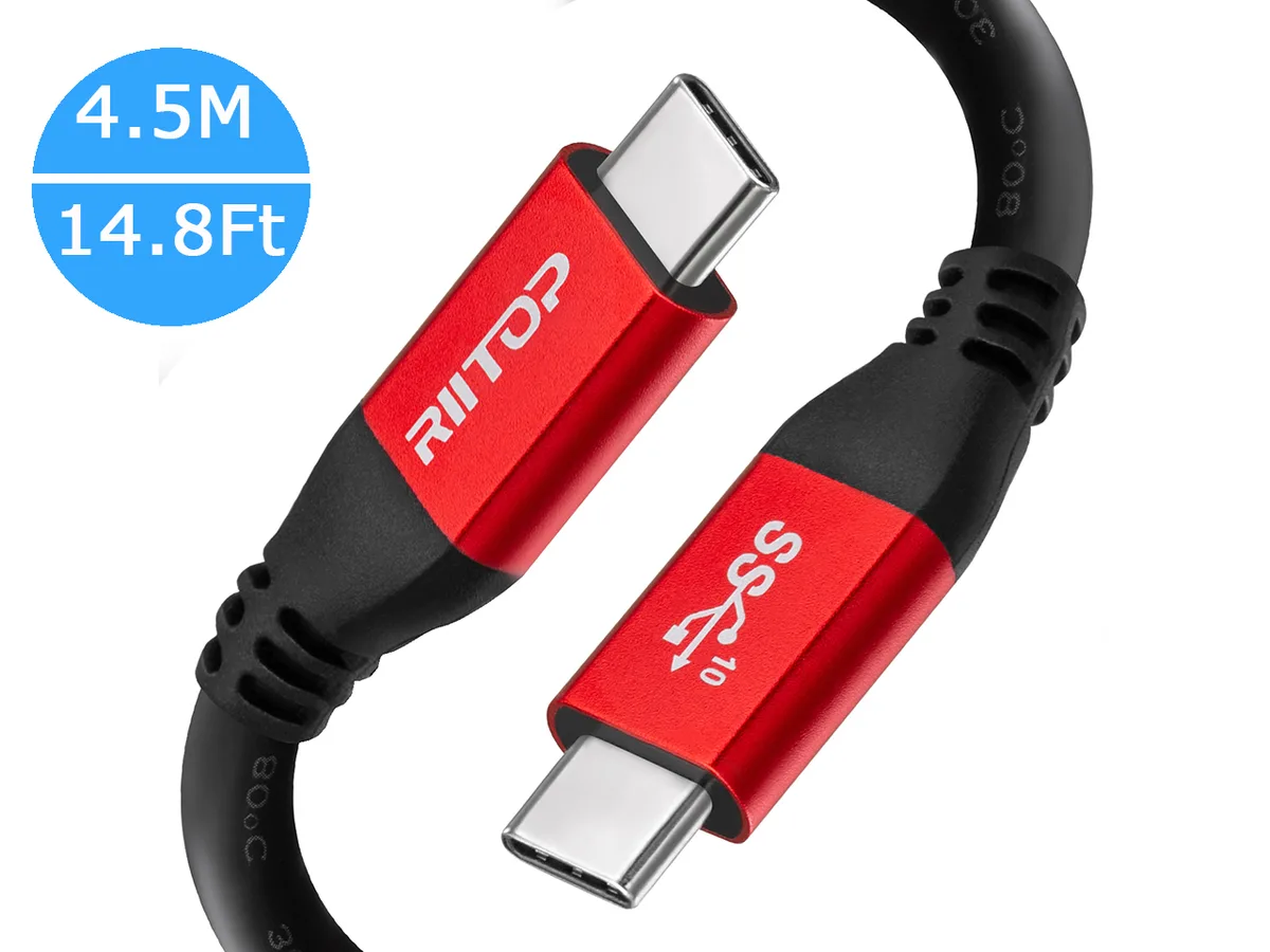RIITOP RIITOP USB 3.2 Type C to C Cable 10Gbps 5A 14.7ft vr accessory — product photo