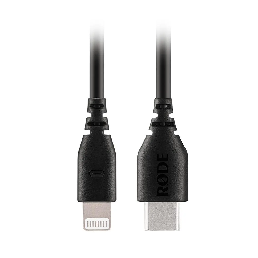 Short white Lightning-to-USB-C cable, 30cm long