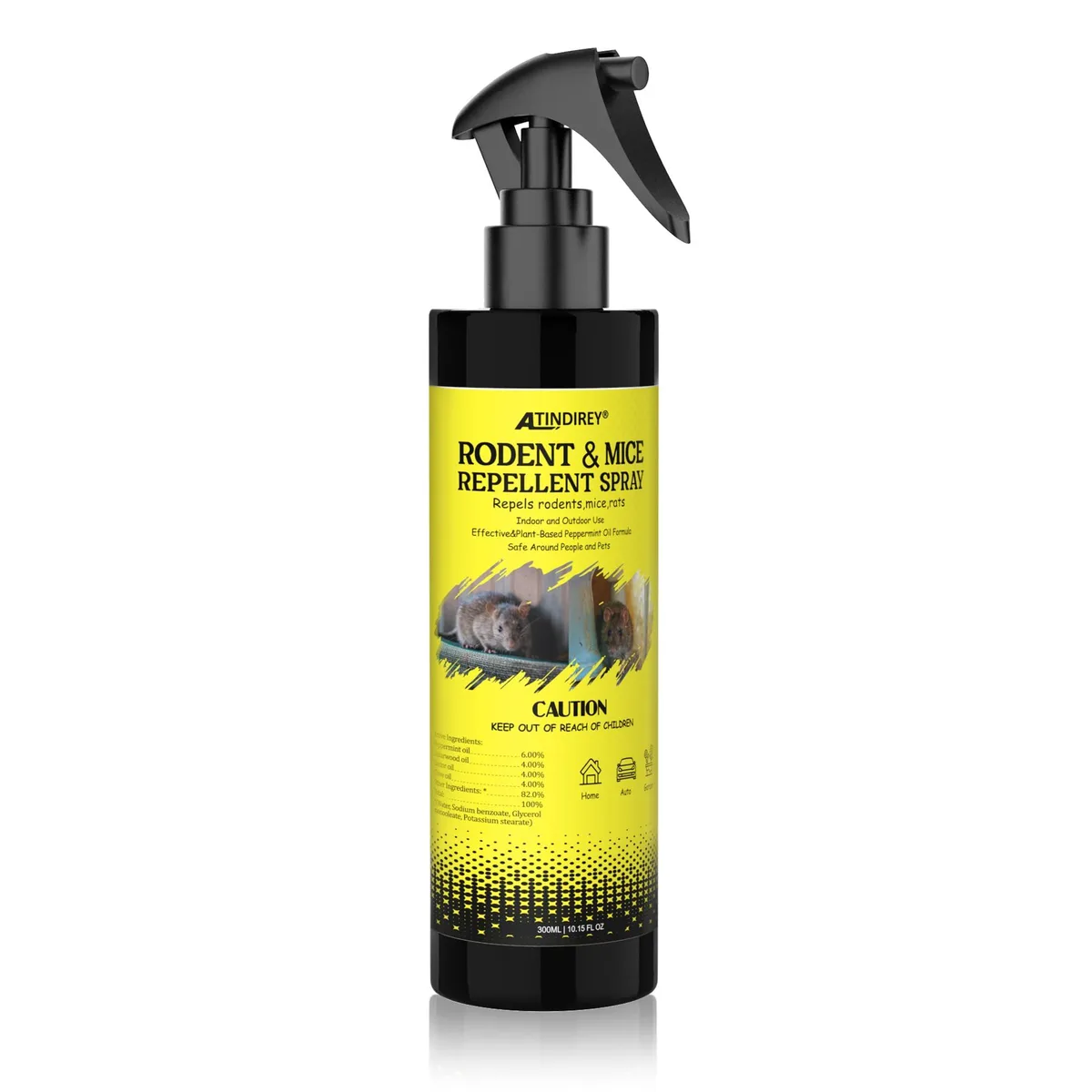 Clear spray bottle with trigger nozzle containing 300ml liquid