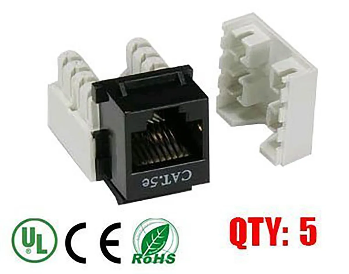 iMBAPrice iMBAPrice Black Cat5e RJ45 Punch Down Keystone Jack 5 Pack — product photo