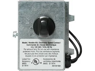 Silver wall-mounted speed control dial with black knob