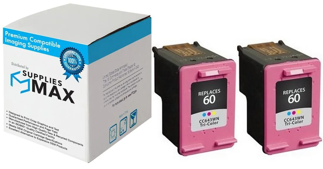 SuppliesMax SuppliesMax HP 60 Tri-Colour Ink Cartridge 2 Pack 165 Pages — product photo