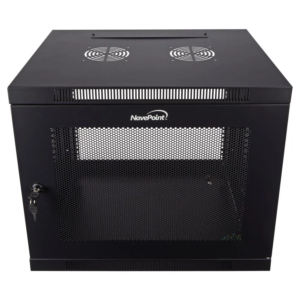 NavePoint NavePoint 9U Wall Mount Rack Cabinet 16.5" Deep Perforated Door Lock — product photo