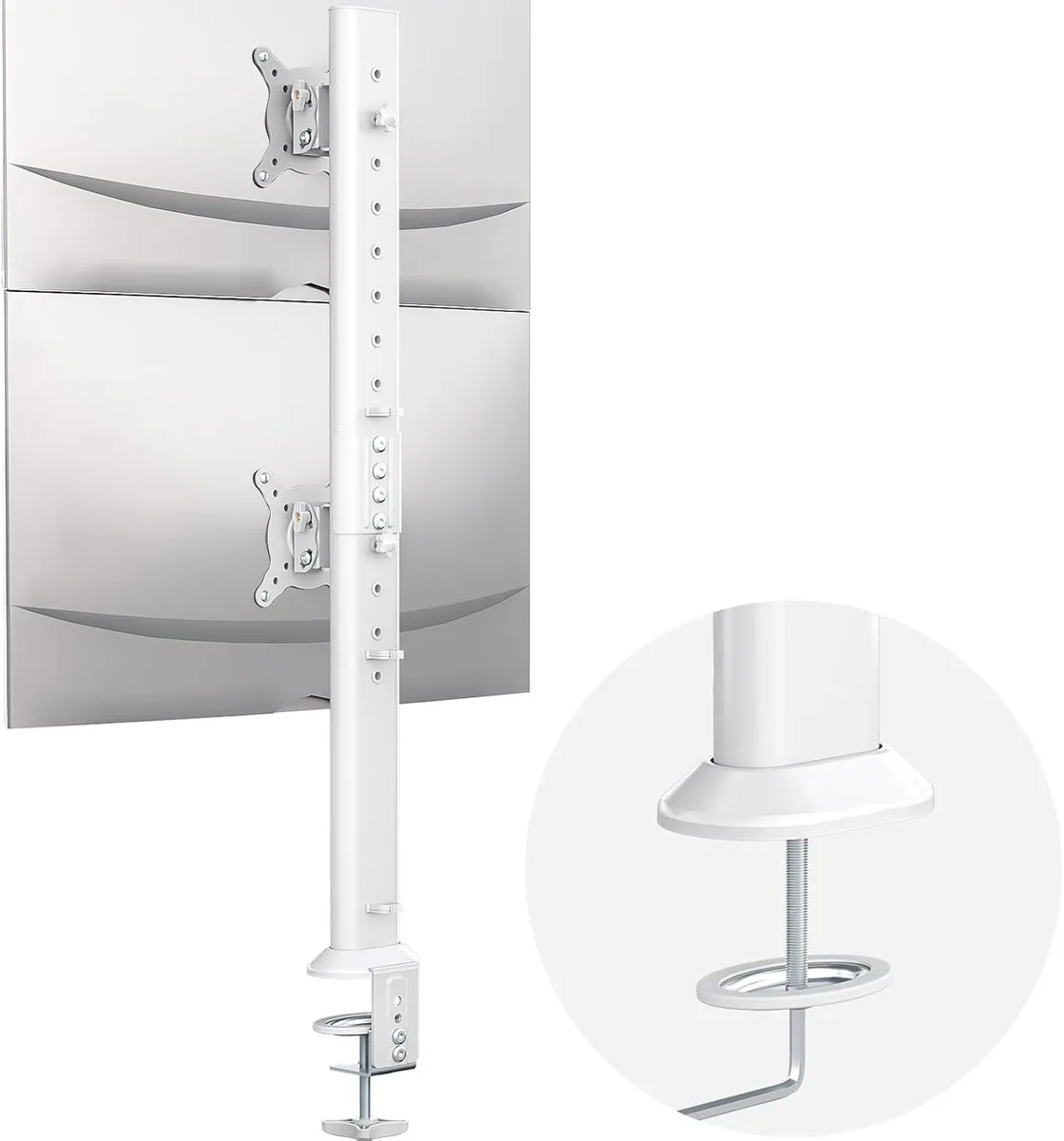 BFKK BFKK Dual Monitor Articulating Desk Mount Arm Stand Vertical Stack White — product photo
