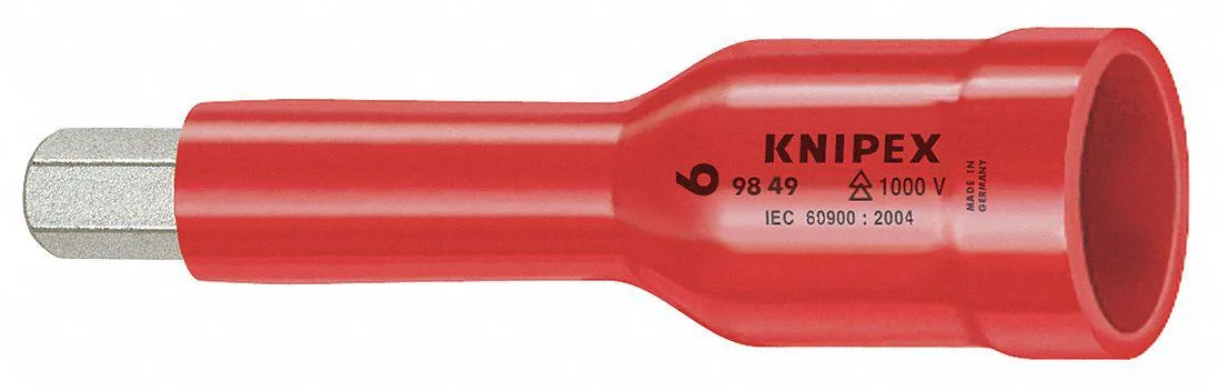 Insulated 8 mm hex driver socket with 1/2 inch square drive