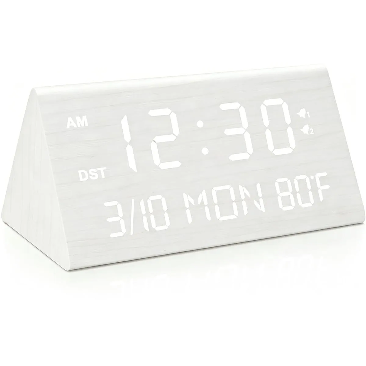 Emerson 19022-WH Wooden Digital Alarm Clock White — product photo