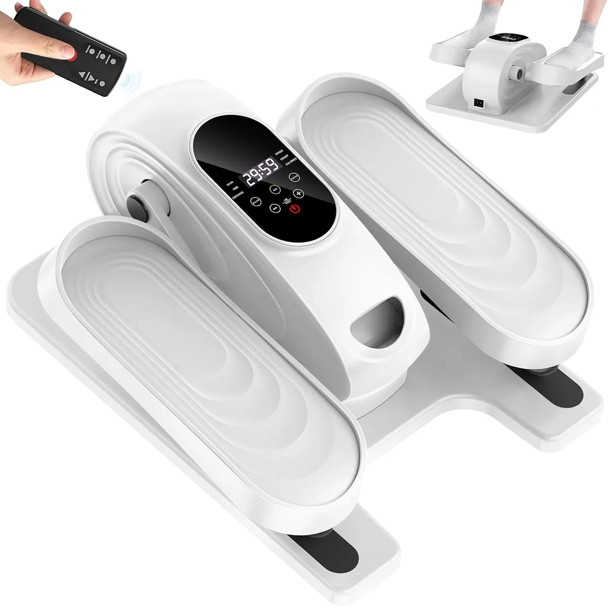 Compact under-desk elliptical with pedals and control panel